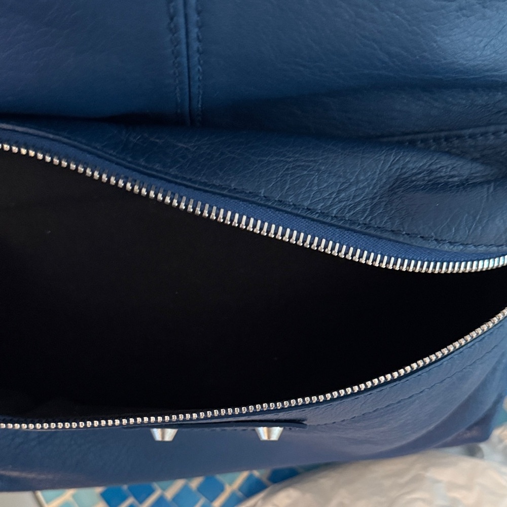 New Balenciaga Blue Lambskin Leather City Backpack - Picture 14 of 15